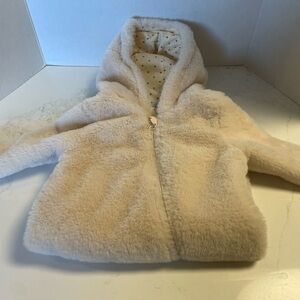 Mid Baby Soft Faux Fur One Piece Snowsuit Hood Size 6/12months Beige bear ears